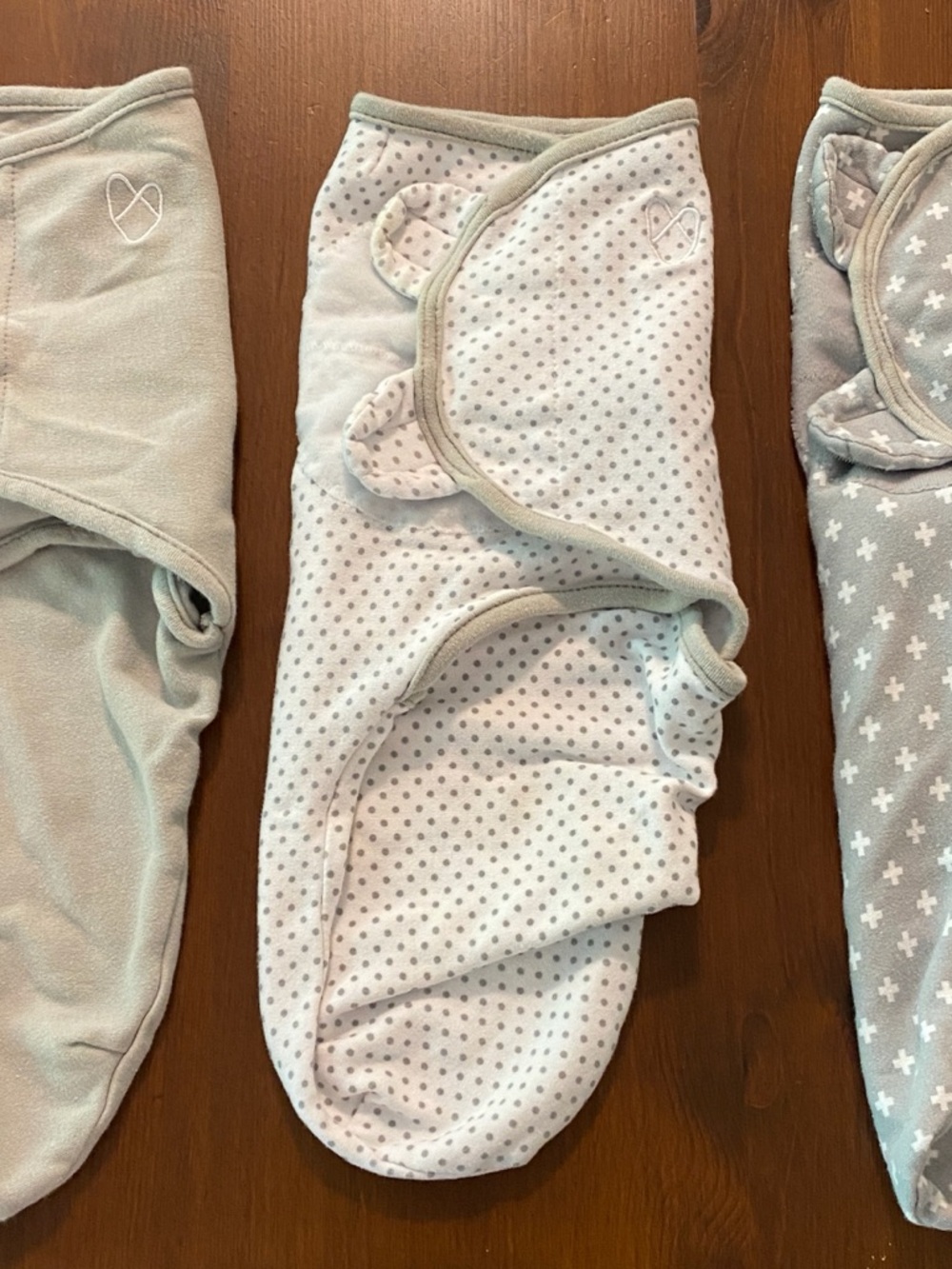 SwaddleMe Gray Polka Velcro Swaddles — 0-3 Months